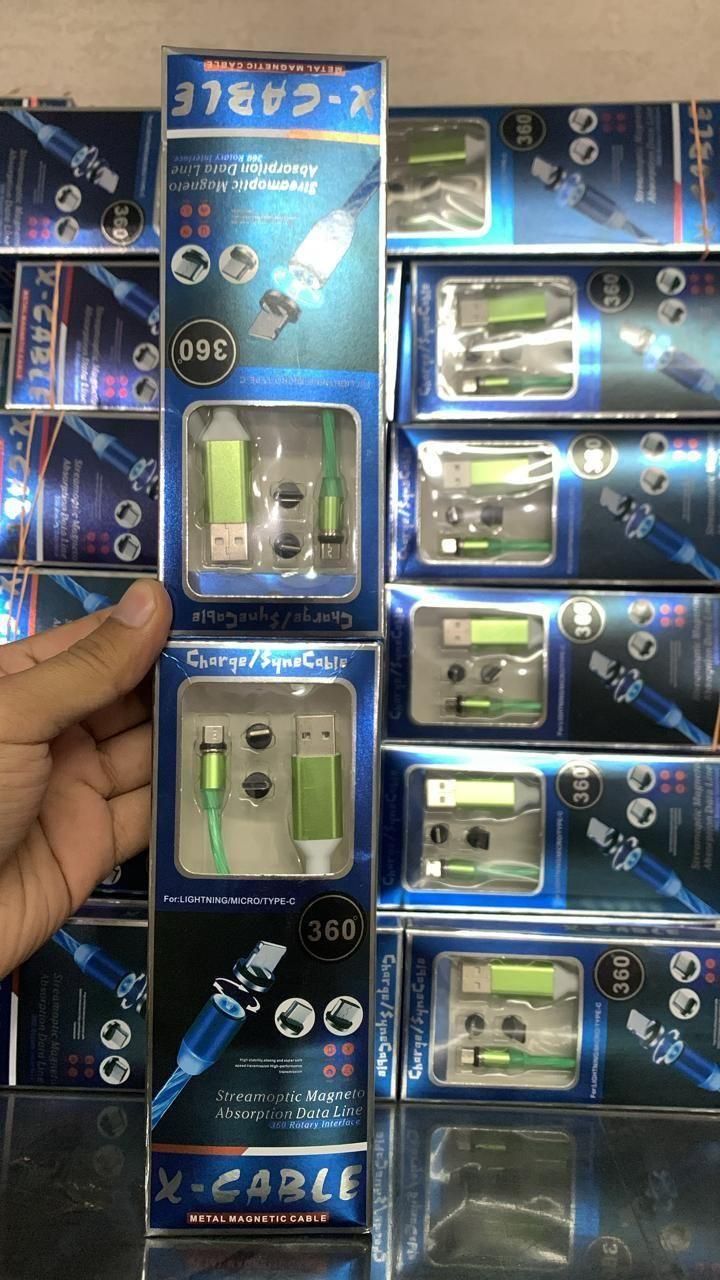 Fast 3 in 1 Multiple Pin With LED Light Magnetic Charging